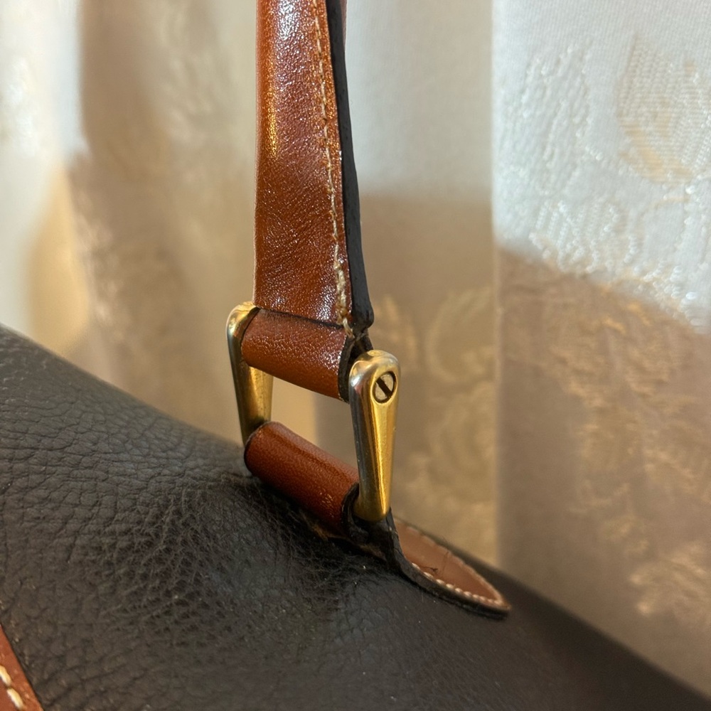 Leather Two-Tone Black and Brown Men's Satchel Bag - Picture 14 of 16